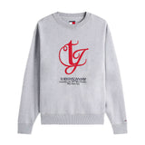 Felpa girocollo con logo frontale grigio