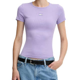 T-shirt maniche corte slim bandiera logo viola