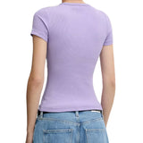 T-shirt maniche corte slim bandiera logo viola