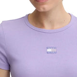 T-shirt maniche corte slim bandiera logo viola
