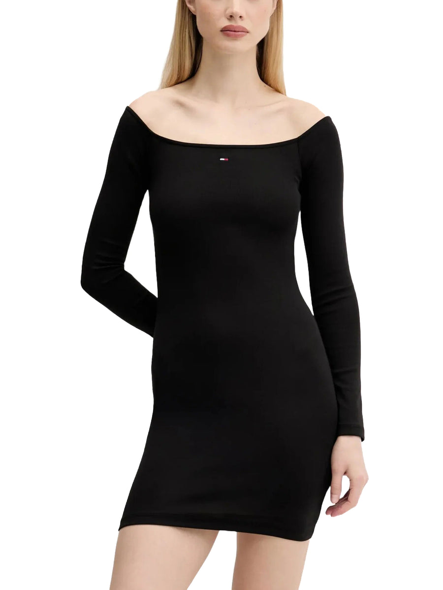 Tubino maniche lunghe e scollo a barca nero