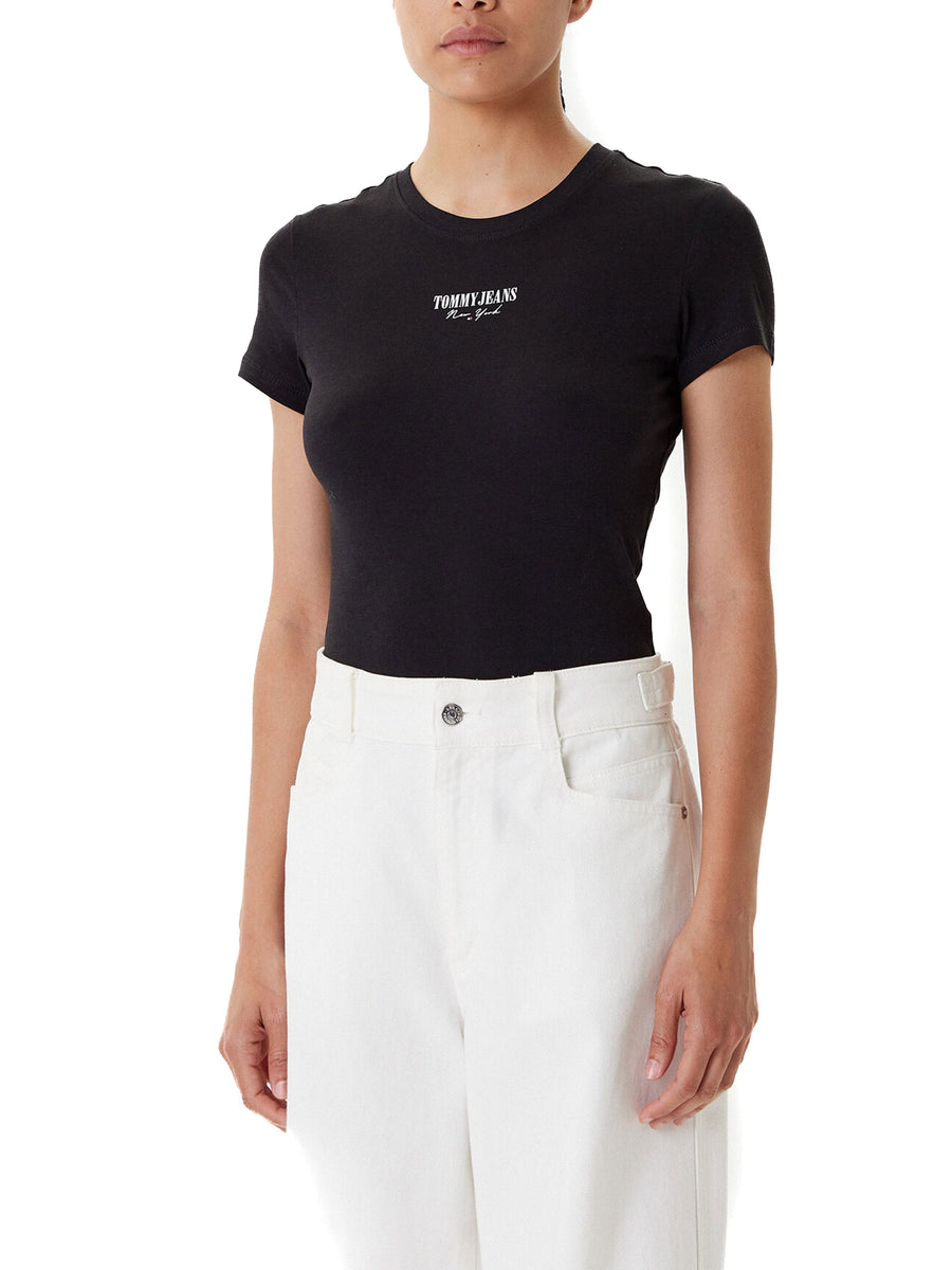 T-shirt maniche corte essential logo frontale nero