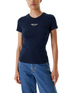 T-shirt maniche corte essential logo frontale blu