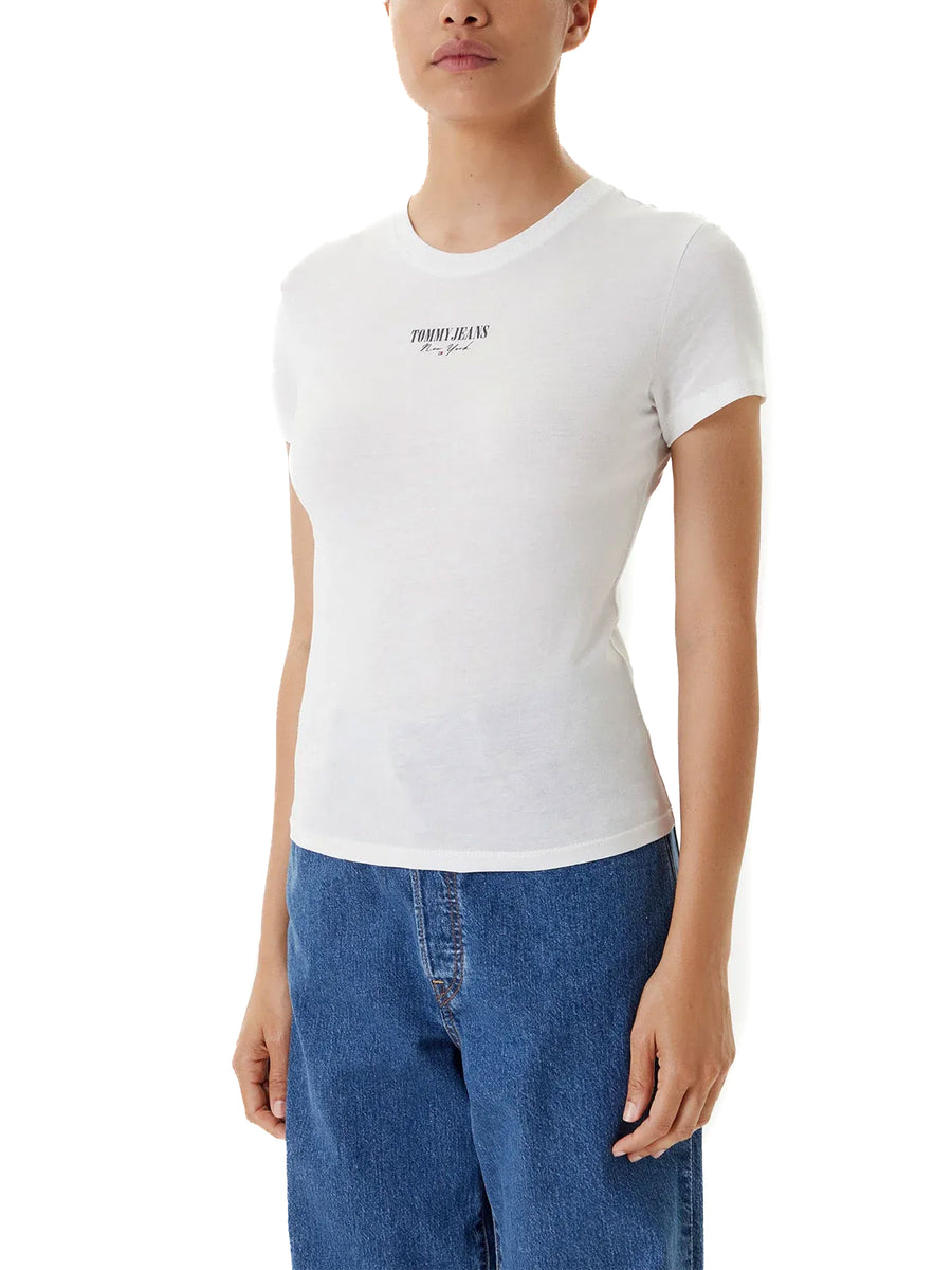 T-shirt maniche corte essential logo frontale bianco