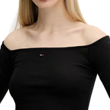 T-shirt maniche lunghe collo a barca nero