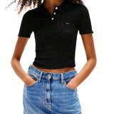 Polo maniche corte Pointelle nero