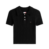 Polo maniche corte Pointelle nero