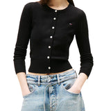 Cardigan con bottoni Pointelle nero