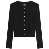 Cardigan con bottoni Pointelle nero