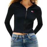 Cardigan con zip e cappuccio nero
