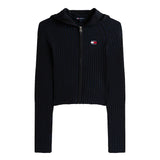 Cardigan con zip e cappuccio nero