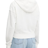 Felpa zip con cappuccio crop ecru