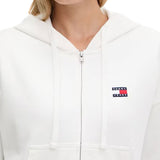 Felpa zip con cappuccio crop ecru