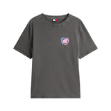 T-shirt maniche corte oversize stampa cuore neon nero