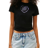 T-shirt maniche corta con stampa logo cuore nero