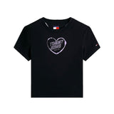 T-shirt maniche corta con stampa logo cuore nero