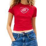 T-shirt maniche corte con stampa cuore rosso