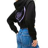 Felpa con cappuccio crop con stampa cuore nero