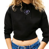 Felpa con cappuccio crop con stampa cuore nero