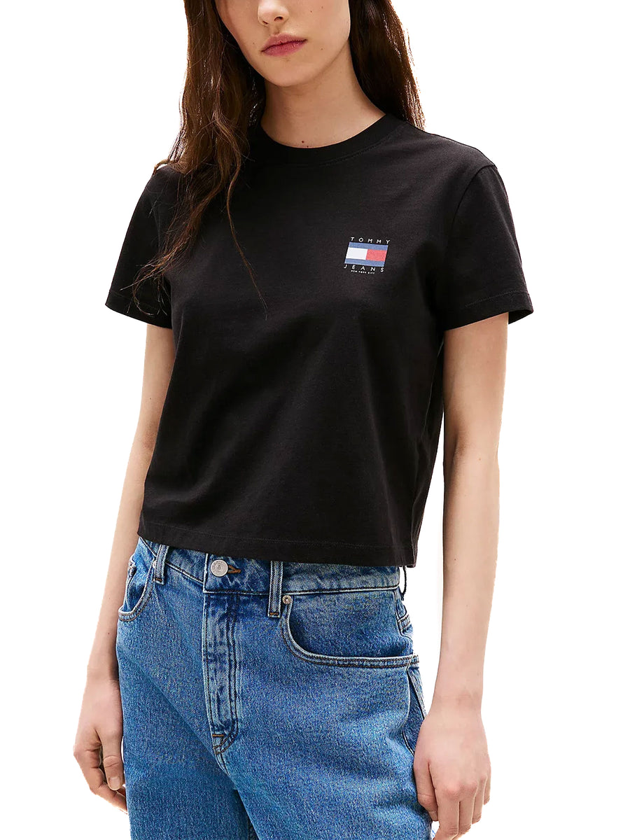 T-shirt maniche corte bandiera posteriore nero