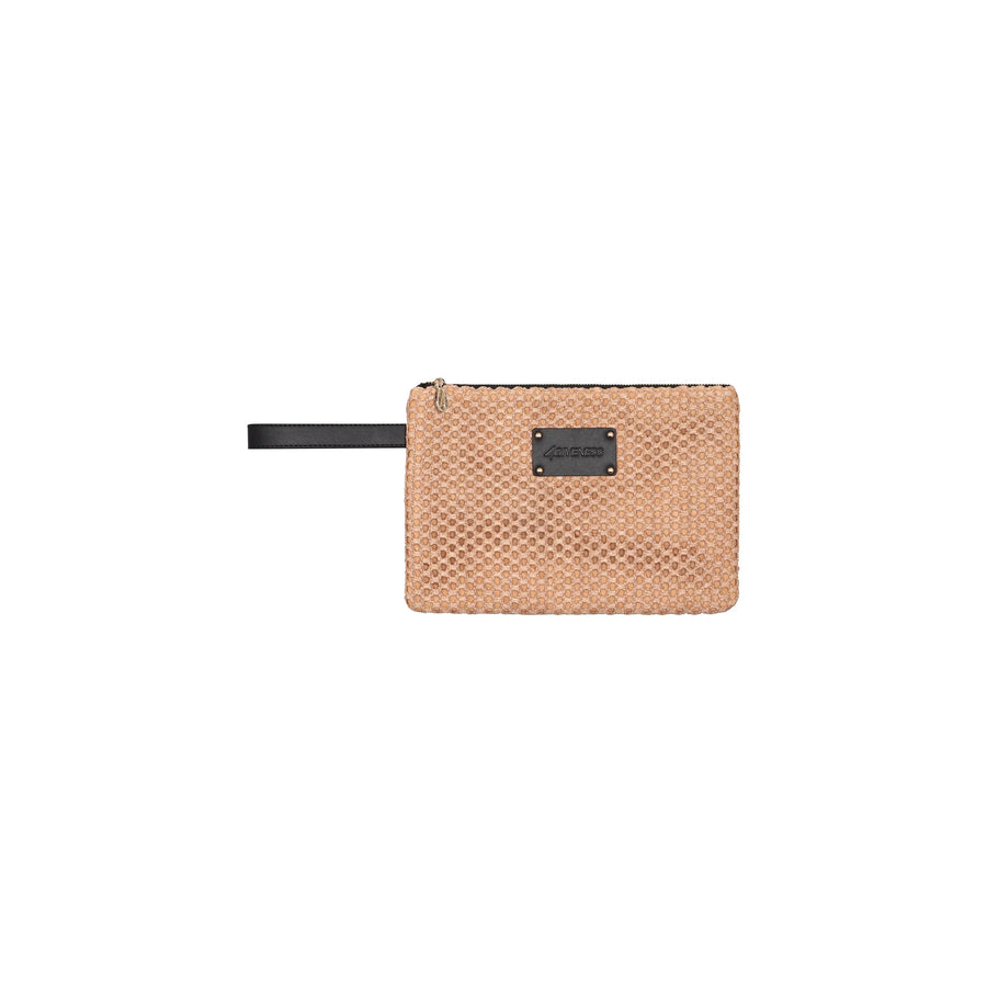 Pochette mare 4Giveness donna Capri rafia sabbia/nero