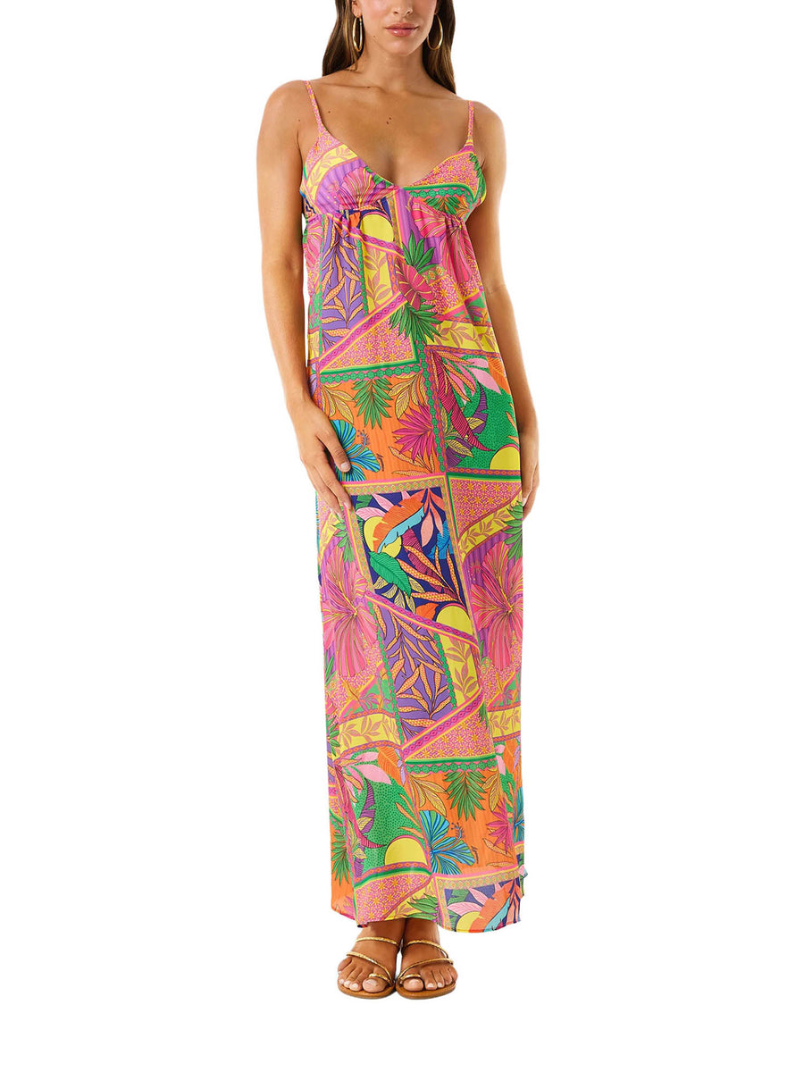 Abito copricostume 4Giveness donna lungo stampato pop foulard rosa