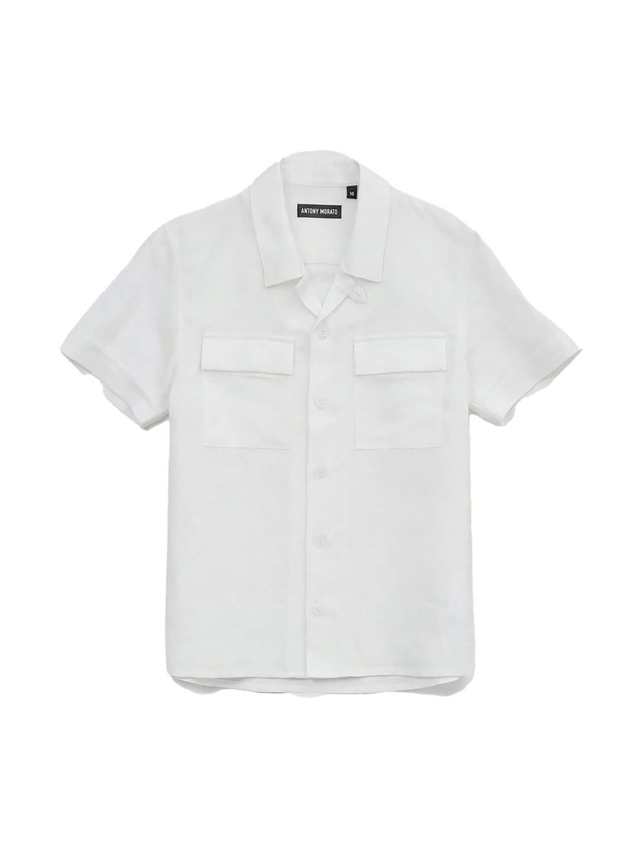 Camicia Anthony Morato bambino manica corta Slub linen bianco
