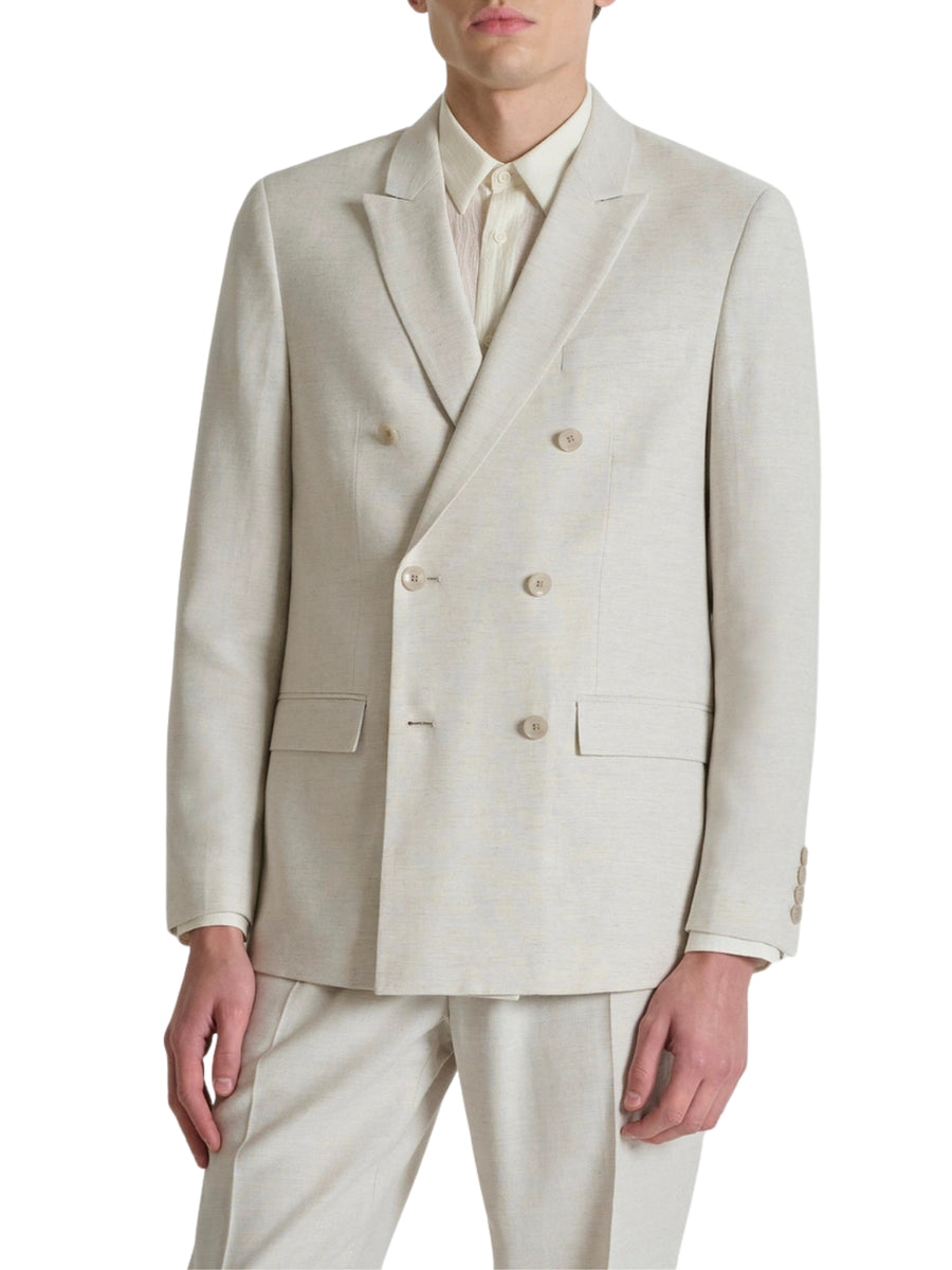 Giacca con doppio petto Antony Morato uomo modello Roger linen blend ecrù
