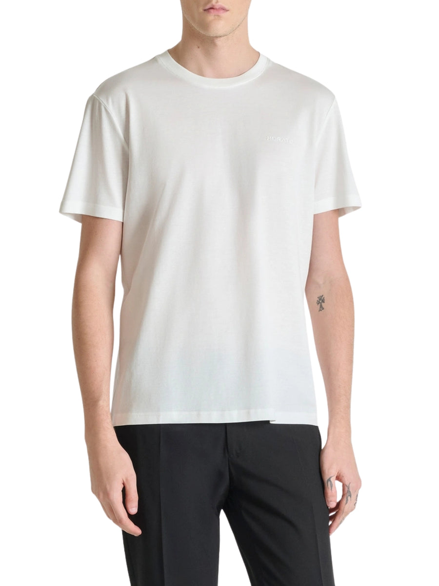 T-shirt con maniche corte modello slim neuter fabric crema