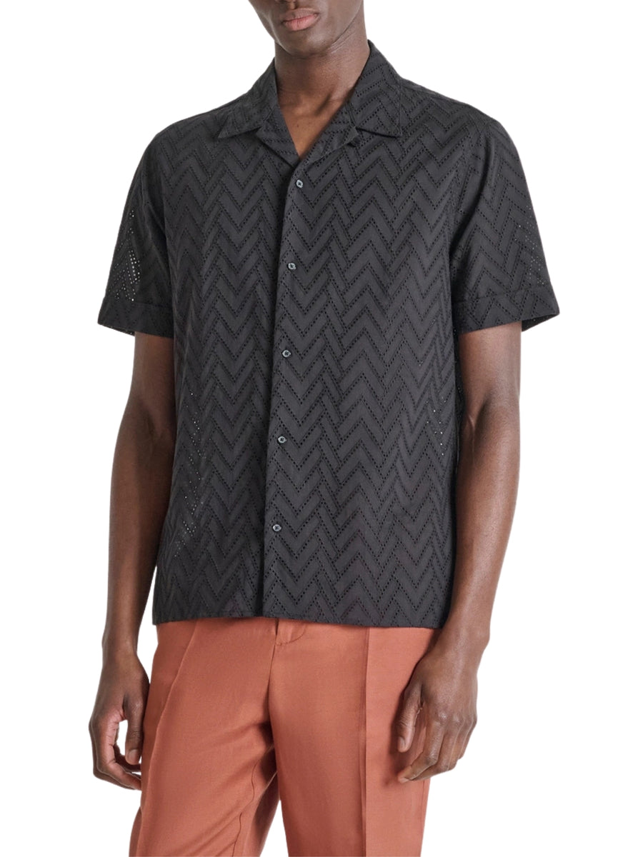 Camicia con maniche corte Antony Morato uomo modello Honolulu relaxed nero