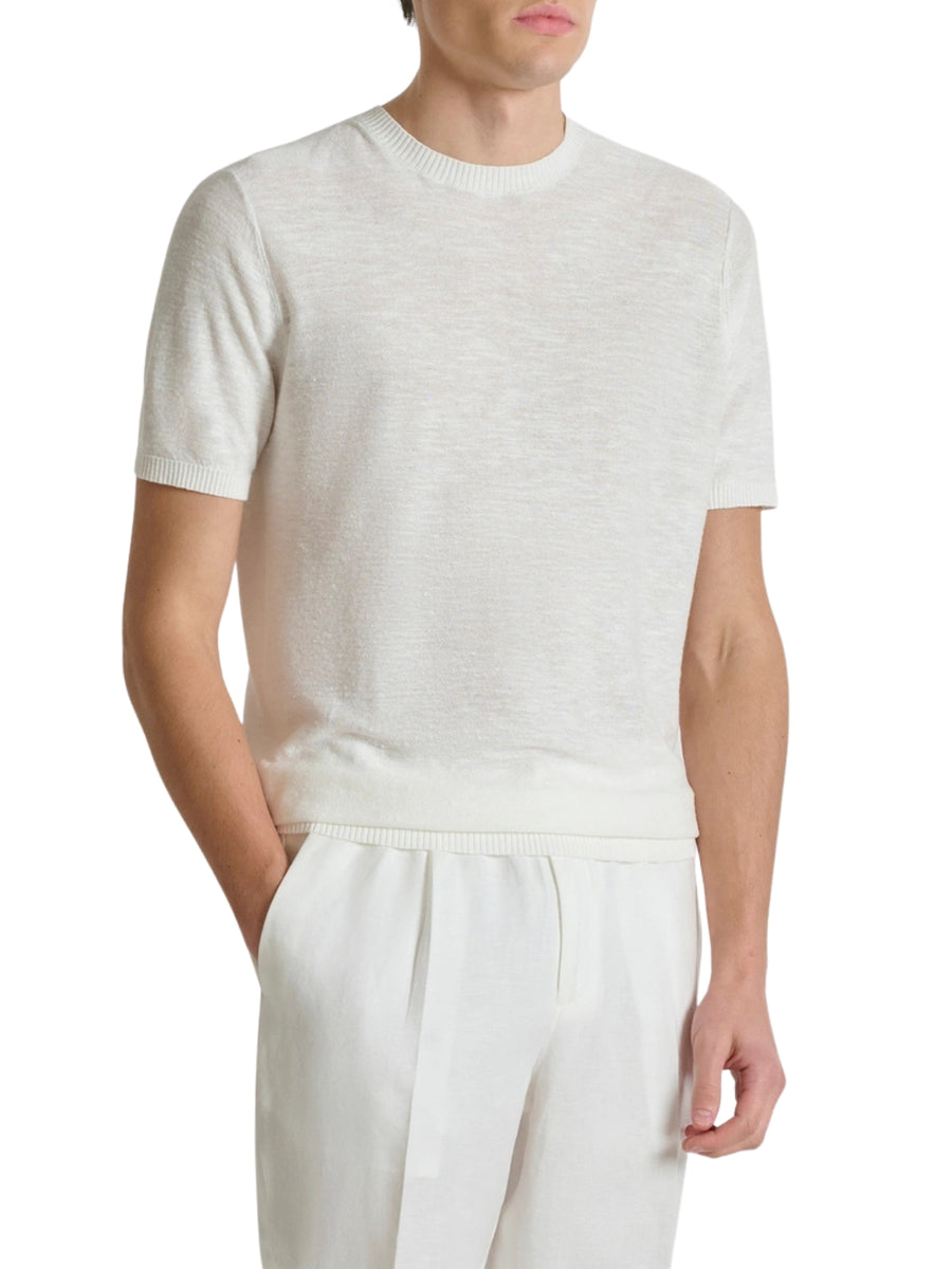 Maglia a girocollo con maniche corte Antony Morato uomo modello linen blend crema