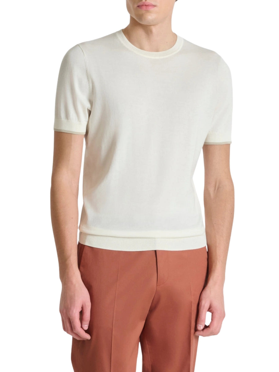 Maglia a girocollo con maniche corte Antony Morato uomo modello mercerized cotton burro