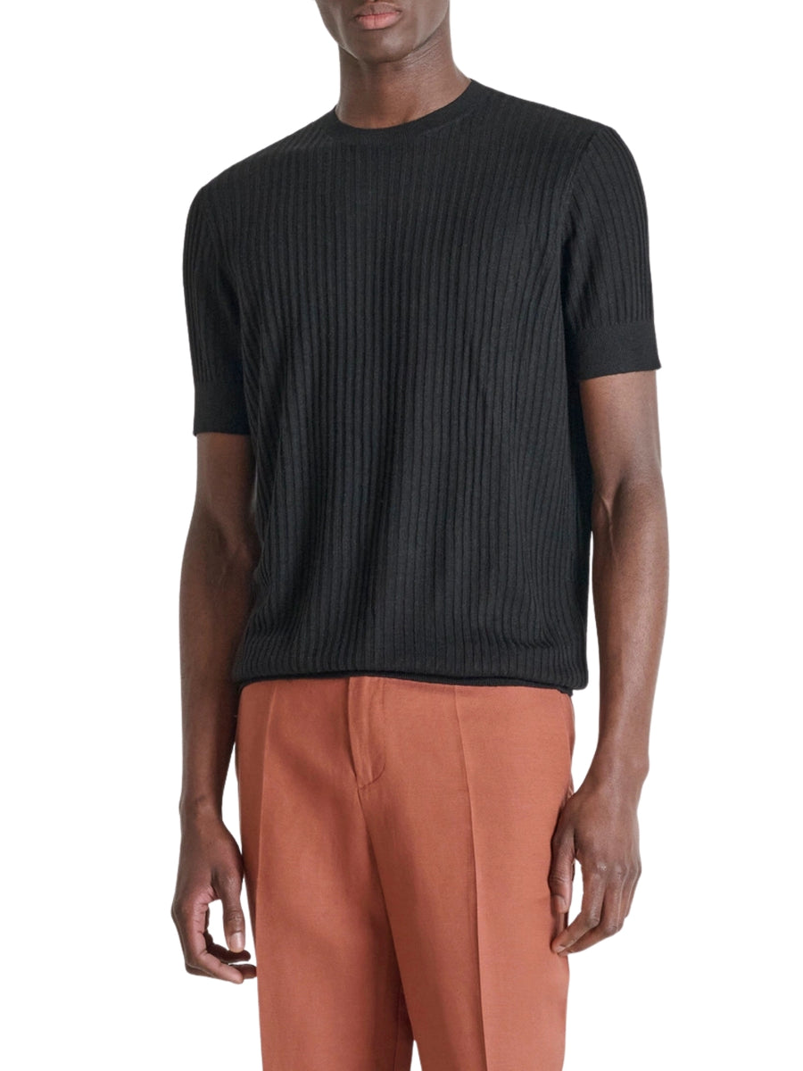 Maglia a girocollo con maniche corte Antony Morato uomo modello linen blend nero