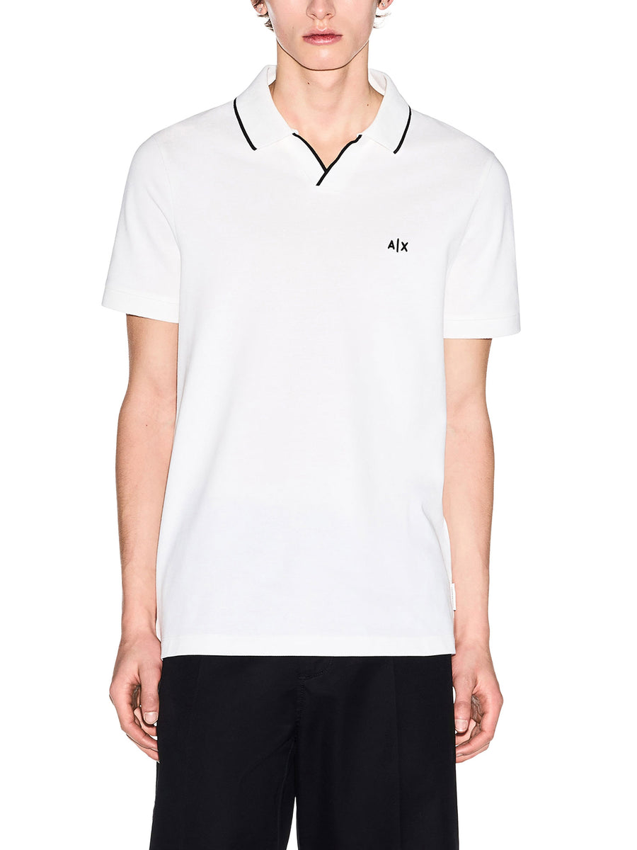 Polo Armani Exchange a manica corta micro logo piquet bianco