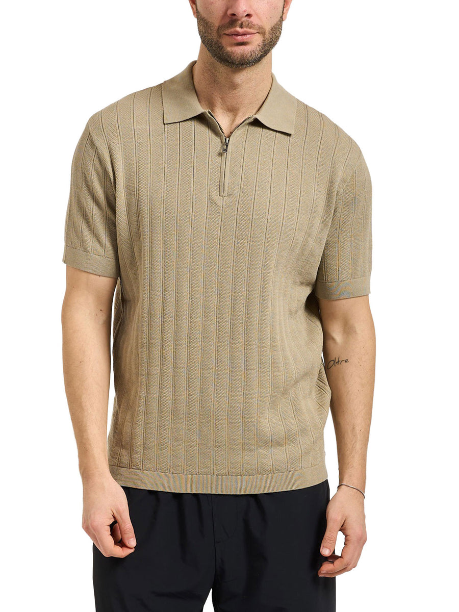 Polo Armani Exchange a manica corta 1/2 zip knit beige