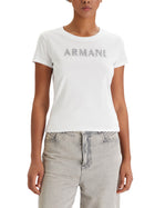 T-shirt Armani Exchange Donna a manica corta con scritta patch 
 Bianco