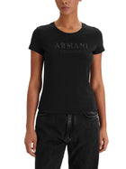 T-shirt Armani Exchange Donna a manica corta con scritta patch 
 Nero
