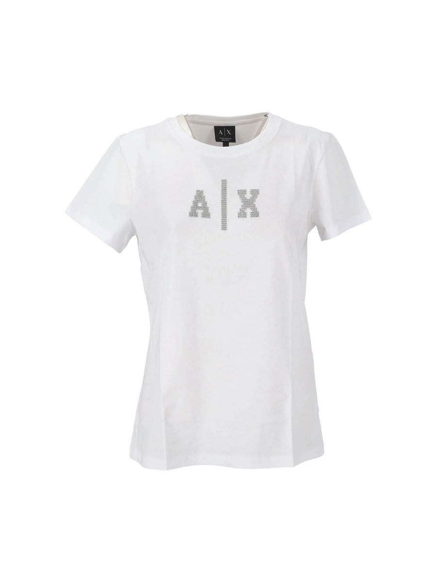 T-shirt Armani Exchange Donna a manica corta ax borchiette 
 Bianco
