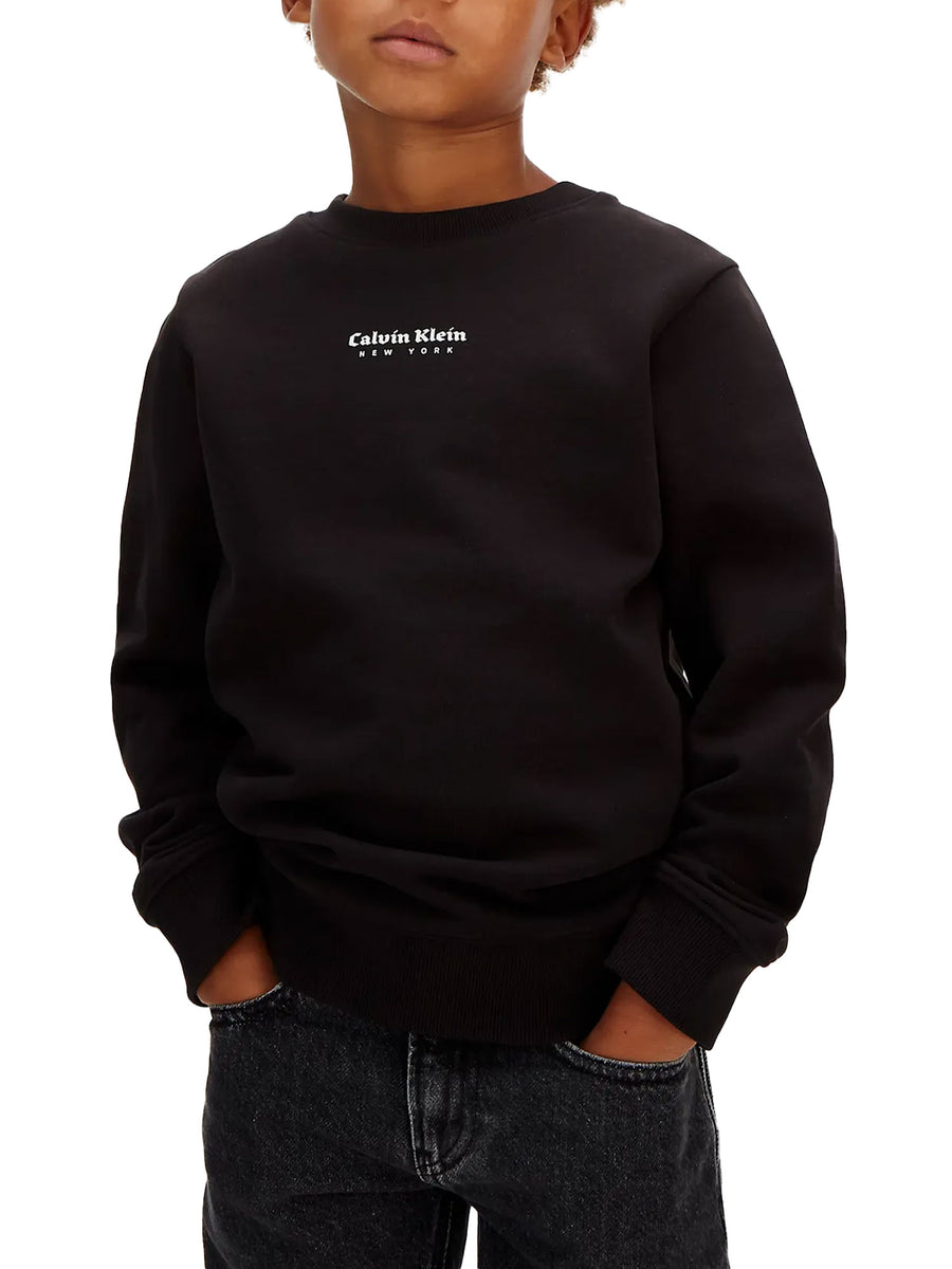 Felpa Calvin Klein Ragazzo minimal logo nero