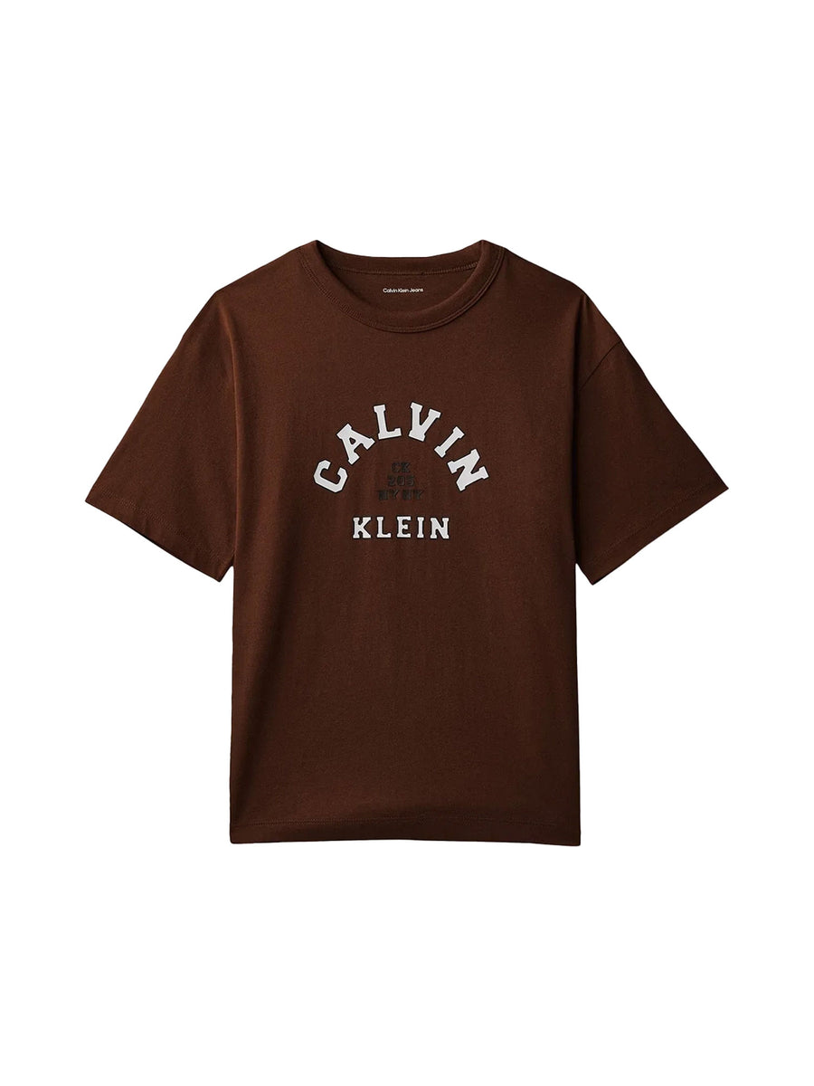T-shirt Calvin Klein Ragazzo varsity graphic moro