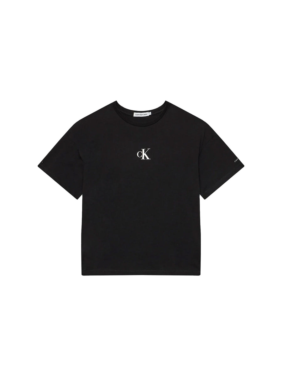 T-shirt Calvin Klein Ragazzo logo boxy nero