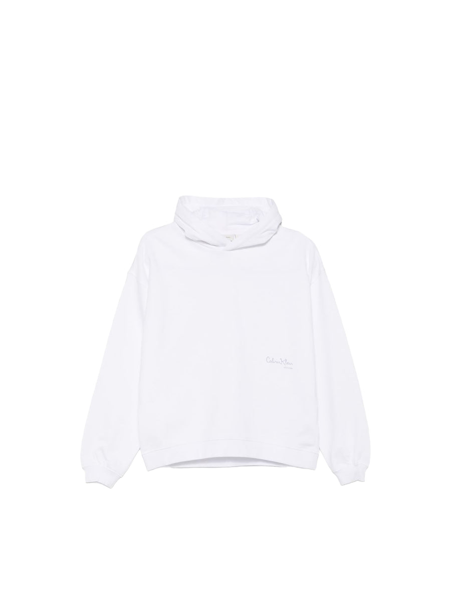 Felpa Calvin Klein Bambina con cappuccio signature aw bianco