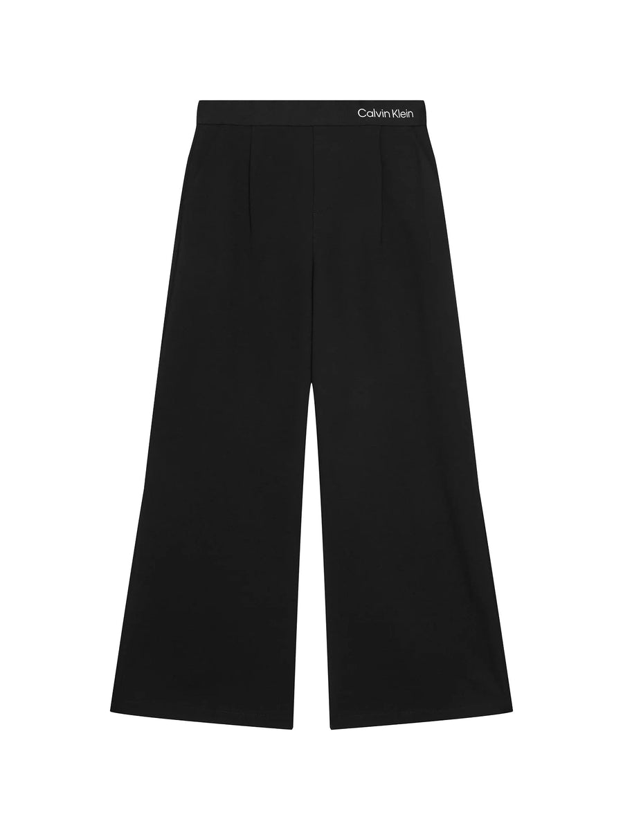 Jogging Calvin Klein Bambina logo tape wide leg nero