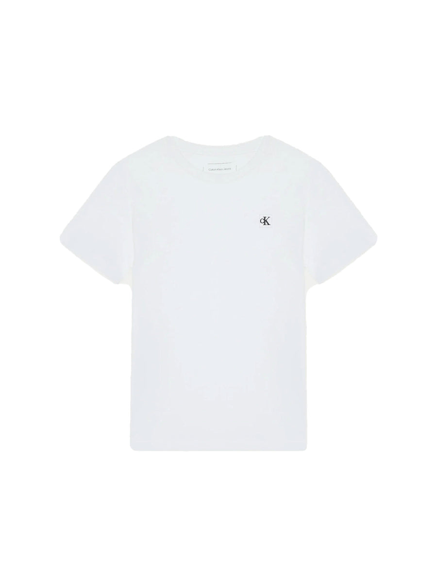 T-shirt Calvin Klein Bambino mono mini badge bianco