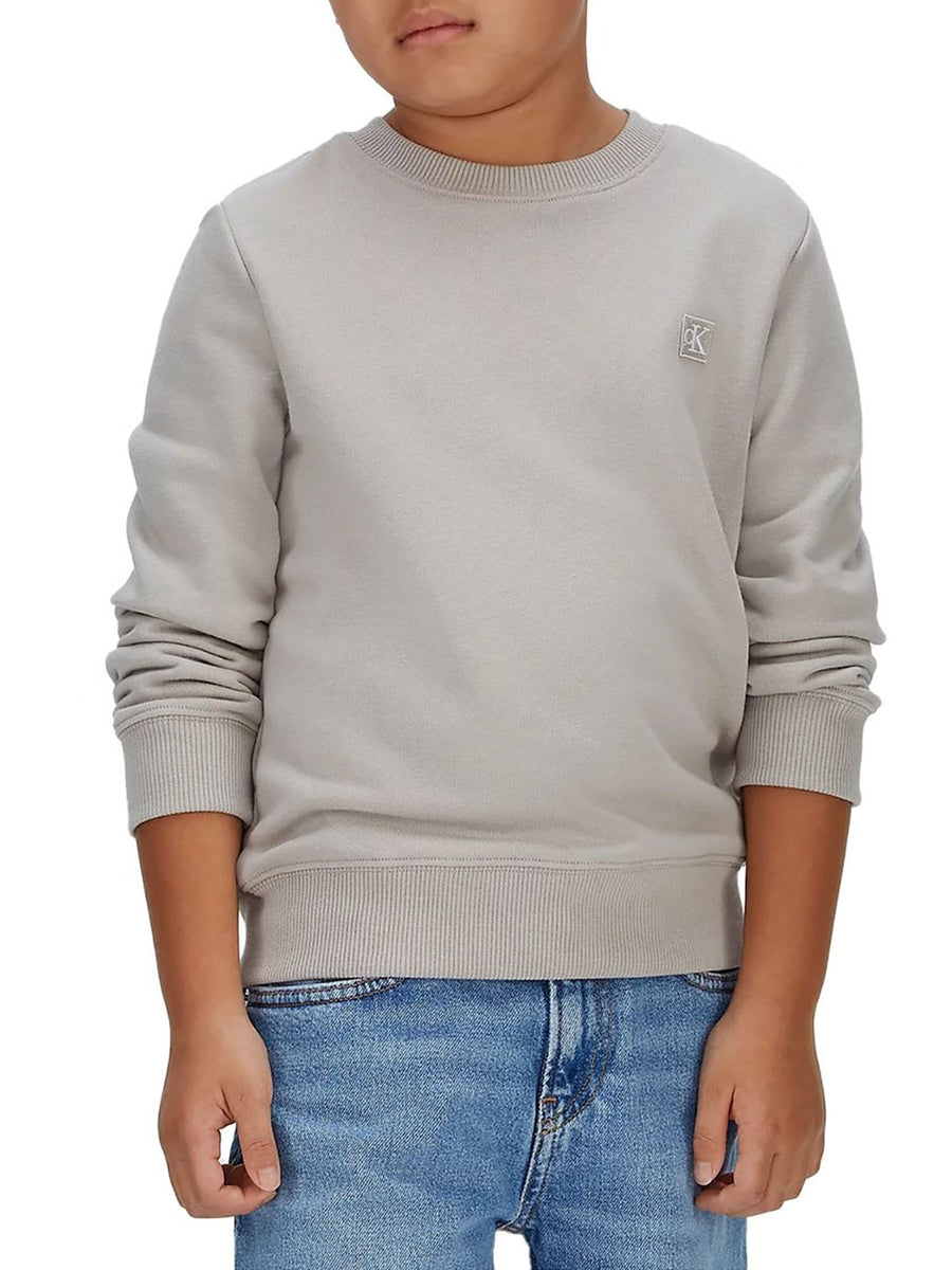 Felpa Calvin Klein Bambino logo mono mini badge grigio