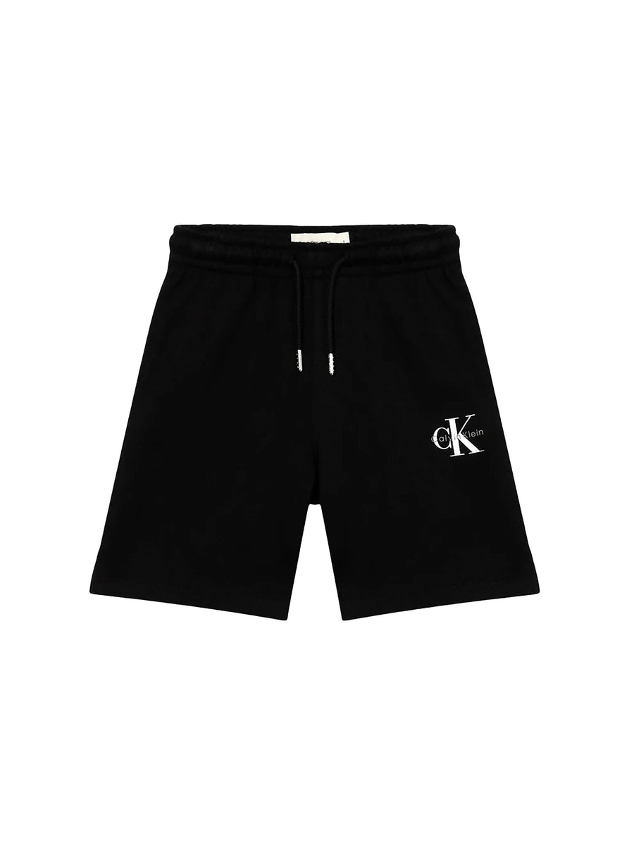 Shorts Calvin Klein Bambino in felpa monogram rlxd nero