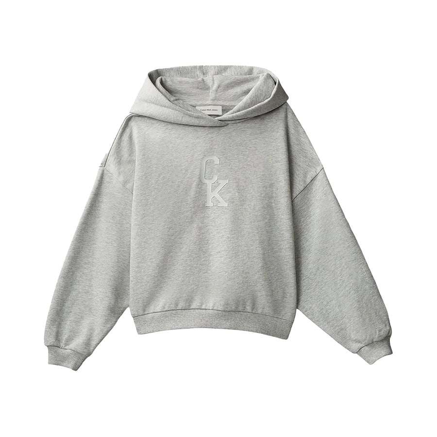 Felpa Calvin Klein Bambina con cappuccio in cotone grigio