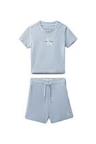 Completo Calvin Klein Neonato (t-shirt e shorts) knit celeste