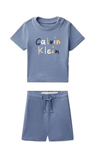 Completo Calvin Klein Neonato (t-shirt e shorts) knit blu