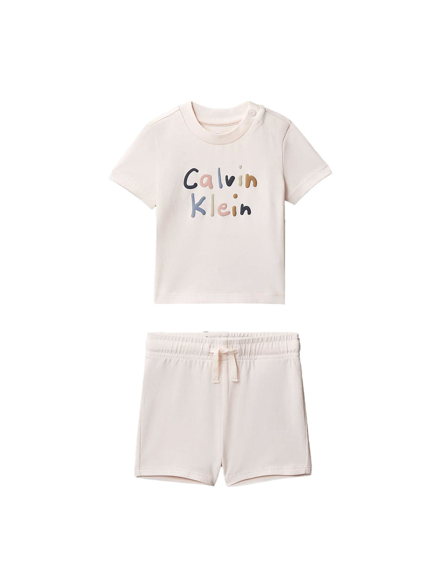 Completo Calvin Klein Neonato (t-shirt e shorts) knit rosa